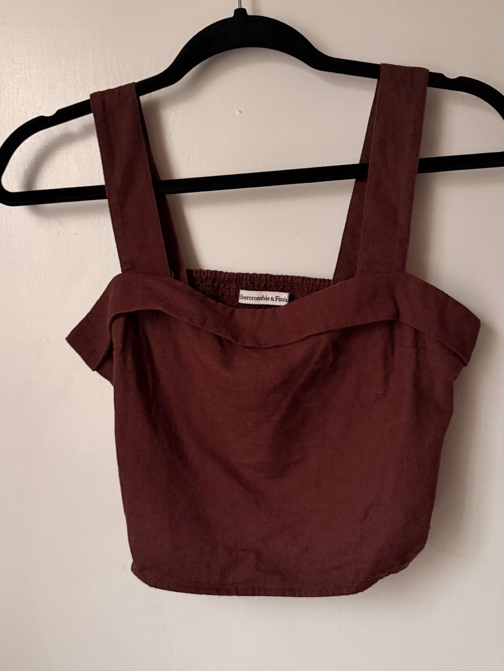 Abercrombie & Fitch Women's Dark Brown Square Neck Crop Tank